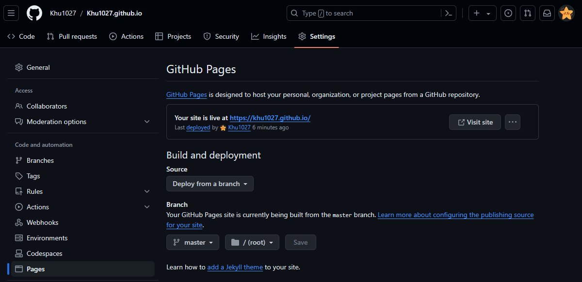 GitHub pages live